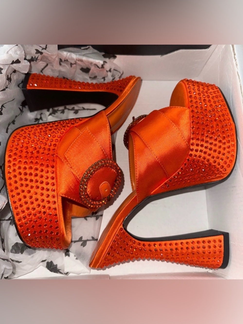 Doll kill poster girl platform shoes rhinestone art deco Vintage Mule Heels 70s